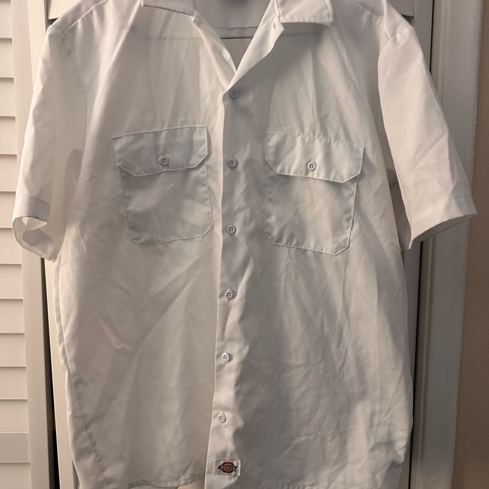 Dickies White Short Sleeve Button Down Shirt